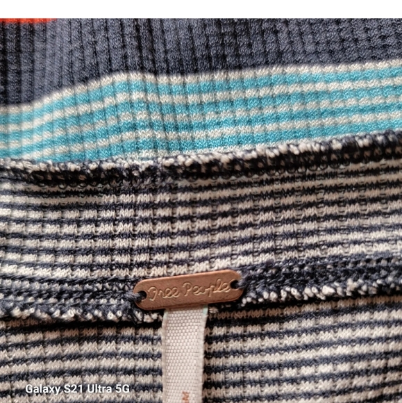 Free People Donna Top Multicolor Stripped 1/2 Sleeve Ribbed Retro Mod Size XS/TP - Picture 2 of 4